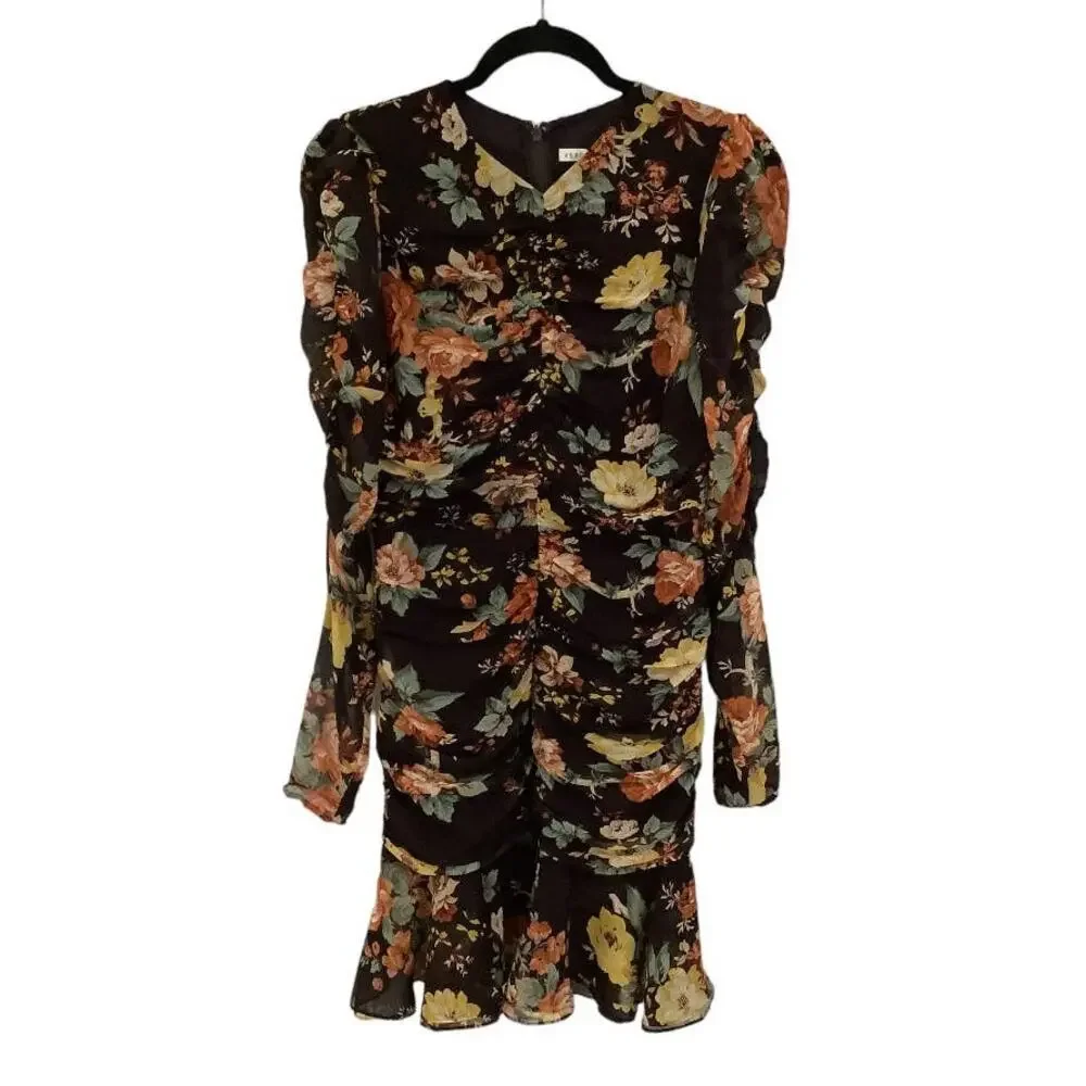 Veronica Beard Hedera Silk Mini‎ Dress Oxblood Floral Print Size 4